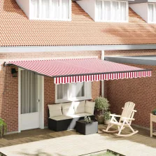   vidaXL Behúzható napellenző Piros és Fehér 400 × 300 cm