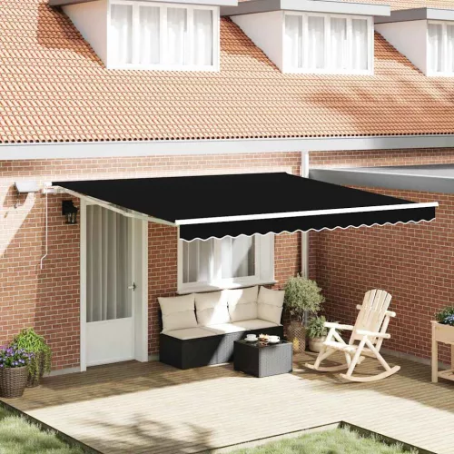 vidaXL Behúzható napellenző Fekete 400 × 300 cm Szövet és Acél