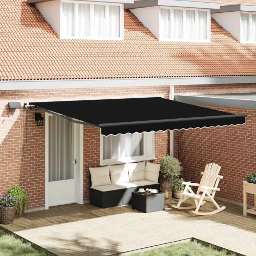 vidaXL Behúzható napellenző Fekete 400 ×300 cm szövet