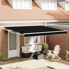   vidaXL Behúzható napellenző Fekete 400 × 300 cm Pamut és Alumínium
