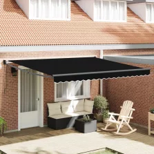   vidaXL Behúzható napellenző Fekete 400 × 300 cm Pamut és Alumínium