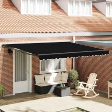   vidaXL Behúzható napellenző Fekete 400 × 300 cm Poliészter és fém