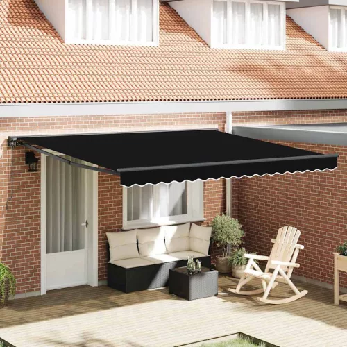vidaXL Behúzható napellenző Fekete 400 × 300 cm Poliészter és fém