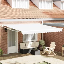   vidaXL Behúzható napellenző Fehér 400 × 300 cm Pamut és Alumínium