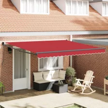   vidaXL Behúzható napellenző Piros 400 × 300 cm Pamut és Alumínium