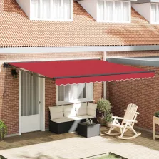   vidaXL Behúzható napellenző Piros 400 × 300 cm Poliészter és fém