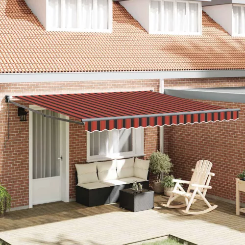 vidaXL Behúzható napellenző Sárga és narancs 400 × 350 cm szövet