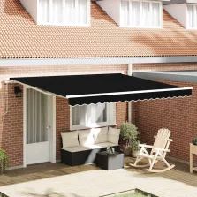   vidaXL Behúzható napellenző Fekete 400 × 350 cm Poliészter