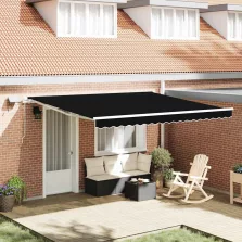   vidaXL Behúzható napellenző tartalmaz Fekete 400 ×350 cm szövet