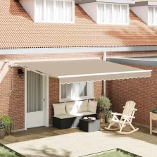   vidaXL Behúzható napellenző Bézs 400 × 350 cm Poliészter és fém