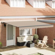   vidaXL Behúzható napellenző Bézs 400 × 350 cm Poliészter és acél
