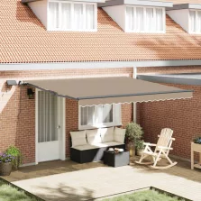   vidaXL Behúzható napellenző LED -es lámpákkal Bézs 400 ×350 cm szövet