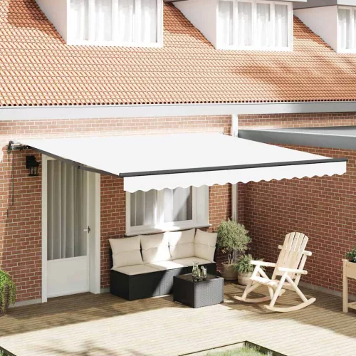 vidaXL Behúzható napellenző Fehér 400 ×350 cm szövet