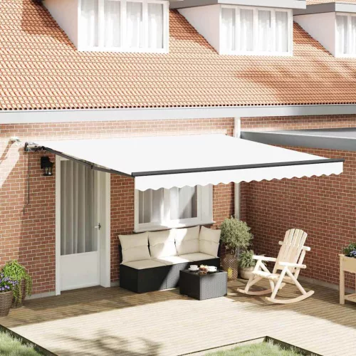 vidaXL Behúzható napellenző tartalmaz Fehér 400 × 350 cm szövet
