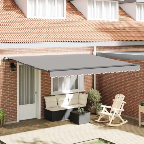vidaXL Behúzható napellenző Világosszürke 400 × 350 cm