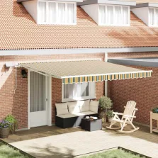   vidaXL Behúzható napellenző tartalmaz Zöld és sárga 400 ×350 cm szövet
