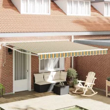   vidaXL Behúzható napellenző Zöld és Fehér 400 × 300 cm Szövet és Acél