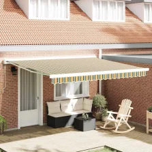   vidaXL Behúzható napellenző Zöld és Fehér 400 × 350 cm