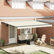   vidaXL Behúzható napellenző Krém 450 × 300 cm Poliészter és fém