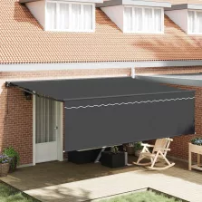   vidaXL Behúzható napellenző Antracit 450 × 300 cm Pamut és Alumínium