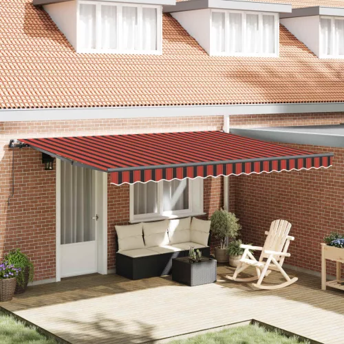 vidaXL Behúzható napellenző narancssárga és barna 450 × 300 cm