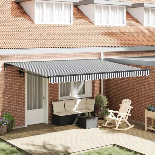 vidaXL Behúzható napellenző Antracit és Fehér 450 × 300 cm