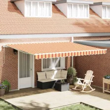   vidaXL Behúzható napellenző 450 × 300 cm sárga és narancssárga