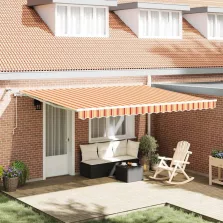   vidaXL Behúzható napellenző Sárga és narancs 450 × 300 cm