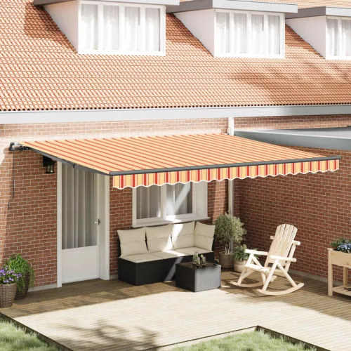 vidaXL Behúzható napellenző Sárga és narancs 450 × 300 cm
