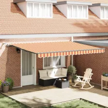   vidaXL Behúzható napellenző sárga és narancssárga 450 × 300 cm szövet