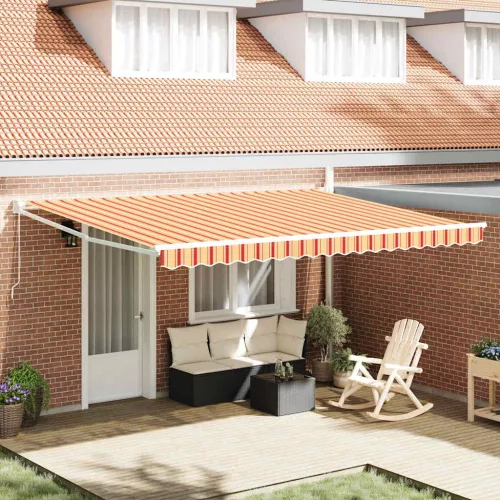 vidaXL Napernyő Sárga és narancs 450 x 300 x 165 cm Poliészter és fém