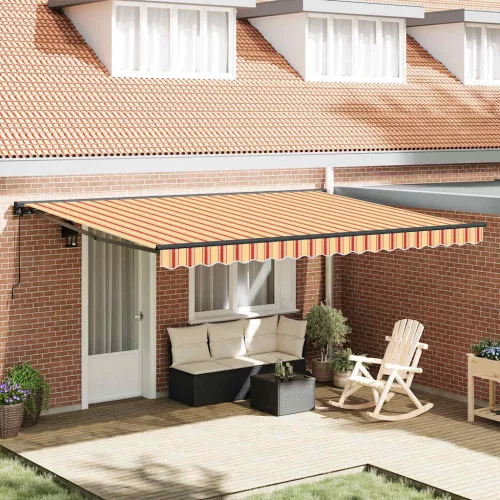 vidaXL Behúzható napellenző Sokszínű 450 × 300 cm Poliészter és fém