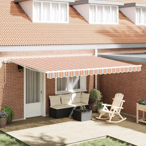 vidaXL Behúzható napellenző Sokszínű 450 × 300 cm Poliészter és fém