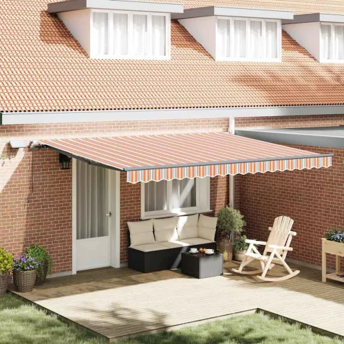 vidaXL Behúzható napellenző Sokszínű 450 ×300 cm szövet