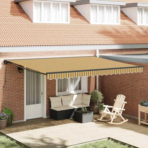 vidaXL Behúzható napellenző Sárga és Szürke 450 × 300 cm