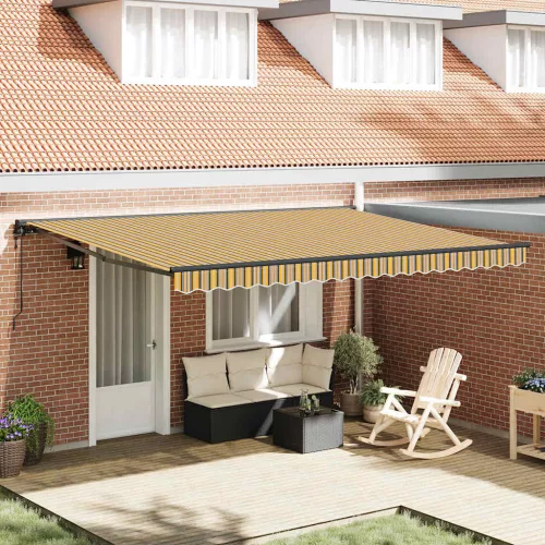 vidaXL Behúzható napellenző Sárga és Szürke 450 × 300 cm