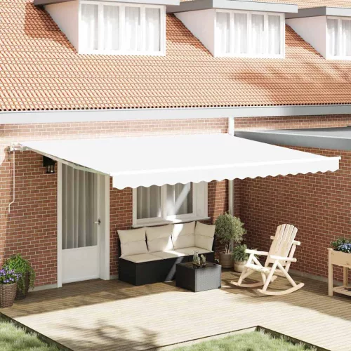 vidaXL Behúzható napellenző 450 × 300 cm Fehér