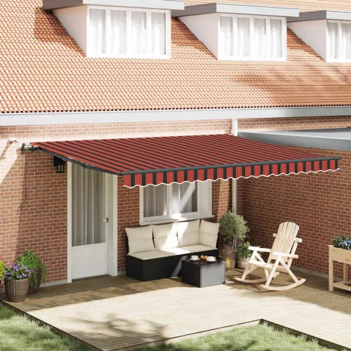 vidaXL Behúzható napellenző narancssárga és barna 450 × 350 cm szövet
