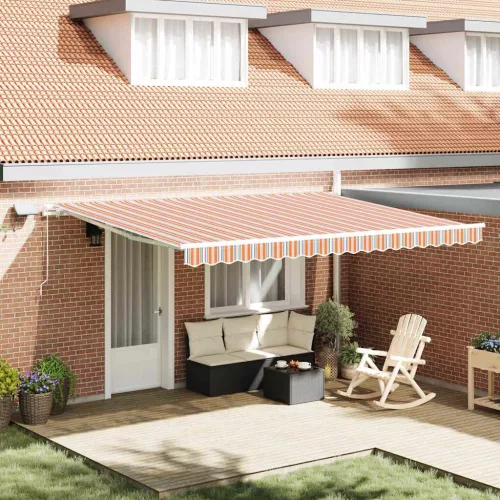 vidaXL Behúzható napellenző Sokszínű 450 × 350 cm Szövet és Acél