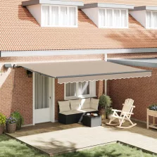  vidaXL Behúzható napellenző LED -es lámpákkal Bézs 450 ×350 cm szövet