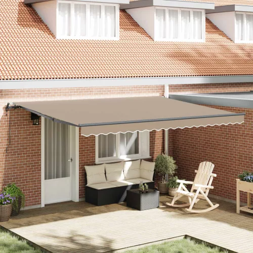 vidaXL Behúzható napellenző Bézs 450 × 350 cm Szövet és Alumínium