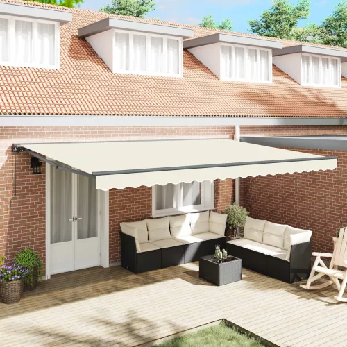 vidaXL Napernyő keret Krém 500 × 300 cm Poliészter PU bevonattal