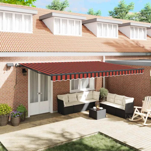 vidaXL Behúzható napellenző narancssárga és barna 500 ×300 cm szövet