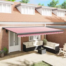   vidaXL Napernyő Piros és Fehér 500 x 300 x 165 cm Pamut és Alumínium