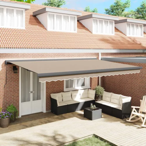 vidaXL Behúzható napellenző Bézs 500 × 300 cm Szövet és Fém