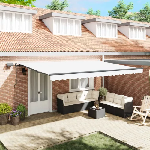 vidaXL Behúzható napellenző LED -es lámpákkal Fehér 500 ×300 cm szövet