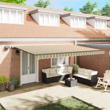   vidaXL Behúzható napellenző Zöld és sárga 500 ×300 cm szövet