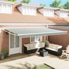   vidaXL Behúzható napellenző Zöld és Fehér 500 × 300 cm