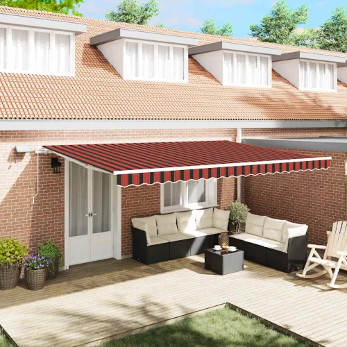 vidaXL Behúzható napellenző narancssárga és barna 500 ×350 cm szövet