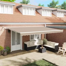   vidaXL Behúzható napellenző Bézs 500 × 350 cm Poliészter és fém
